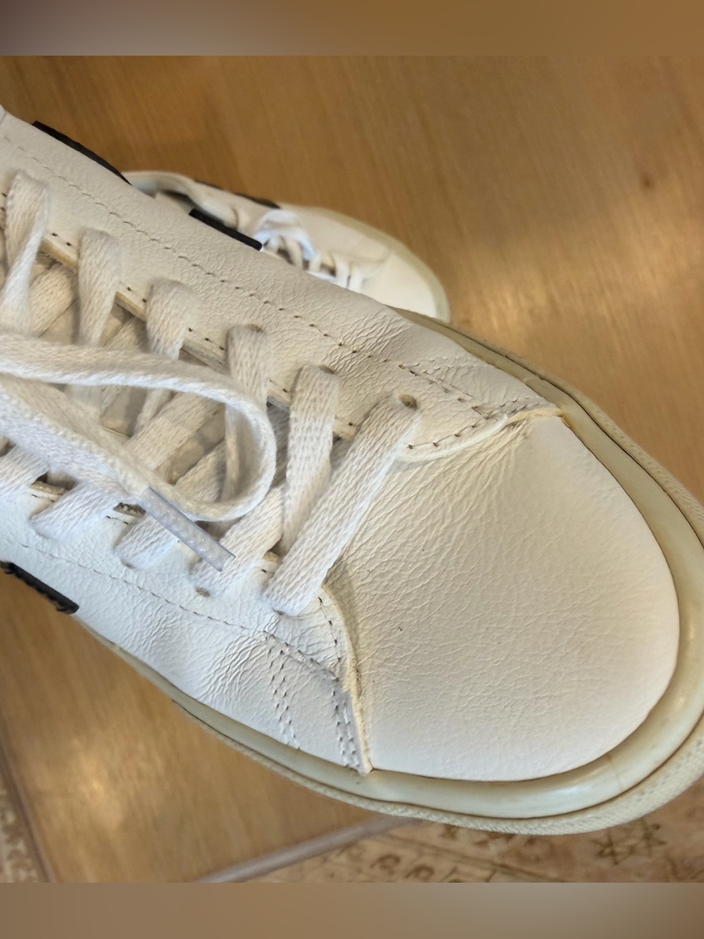 Veja Campo White Leather Sneaker with Black V Accent - Picture 3 of 13